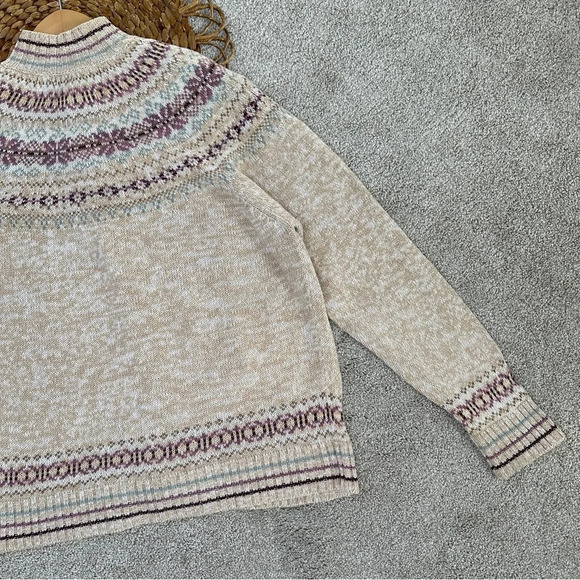 Tiara International Vintage 2001 Retro Faire Isle Zipper Front Sweater Boho L - Picture 9 of 12